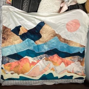 Mountain sunset wall tapestry